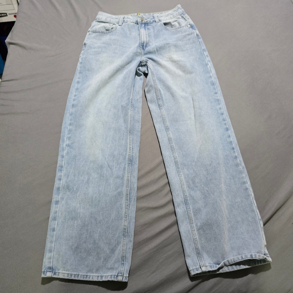 MYOURSA Wide Leg Jeans Womens medium 28x29 Blue High Waisted Baggy Denim